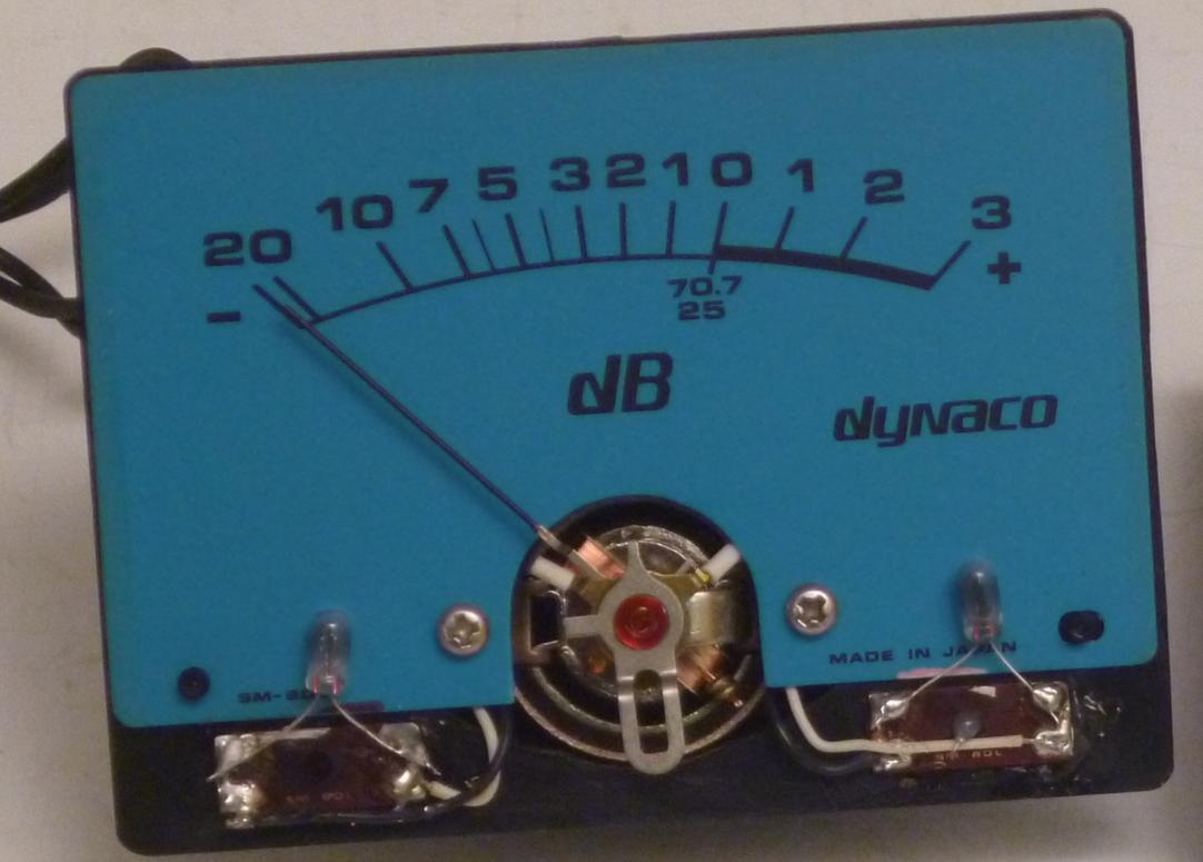 meter closeup, showing incandescent illumination lamps